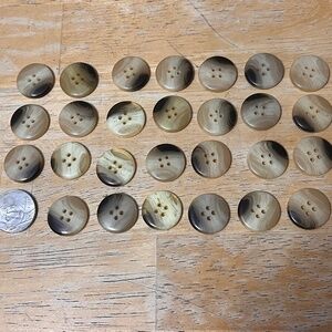 Vintage Sewing Buttons Tan Brown with Wood Grain Lot of 27